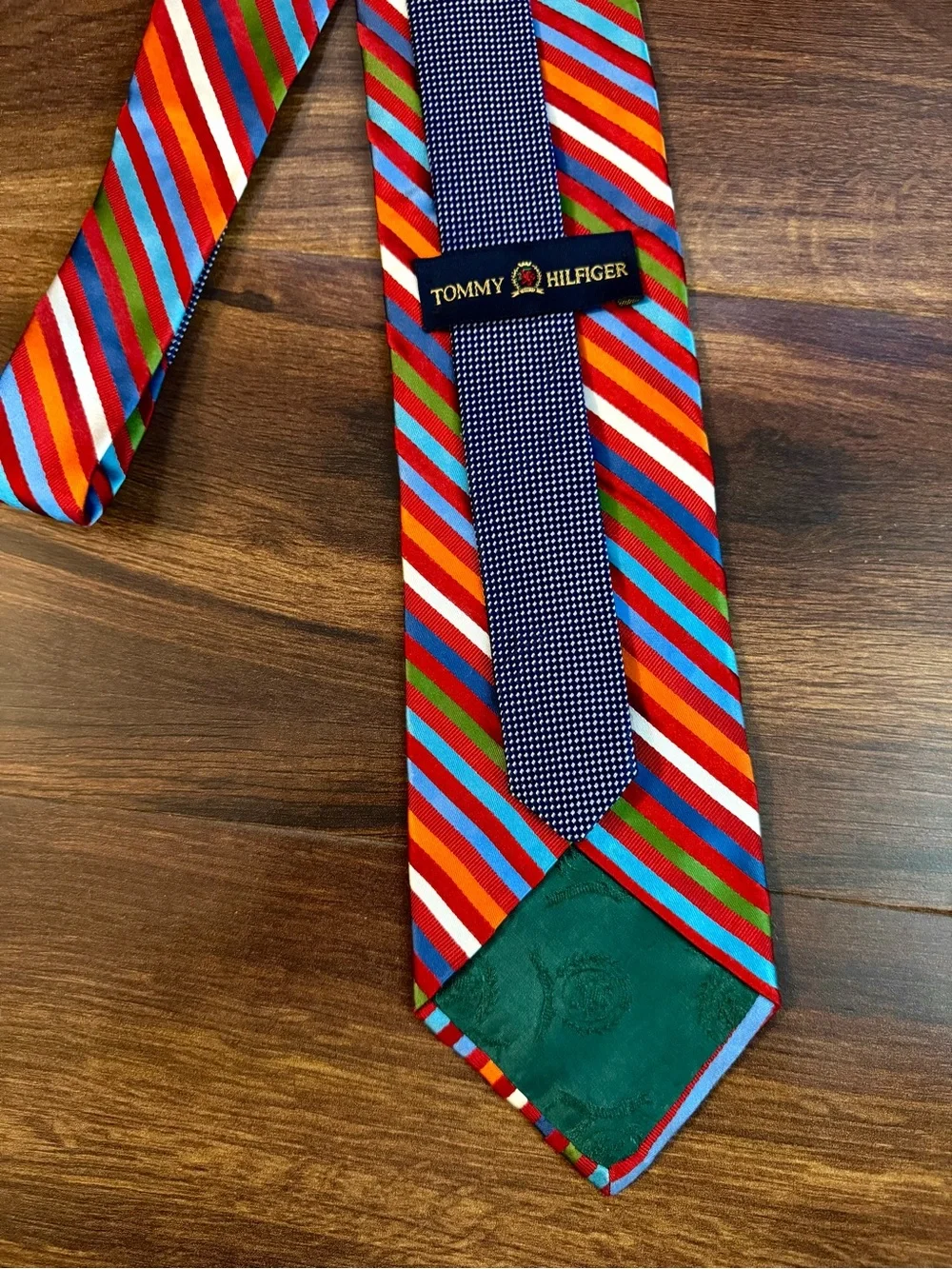 TOMMY HILFIGER Multicolor Diagonal Stripe Tie - Red, Blue, Green, Orange, Whit